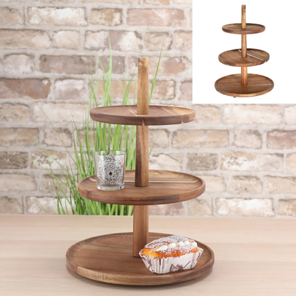 Þriggja hæða viðarbakki