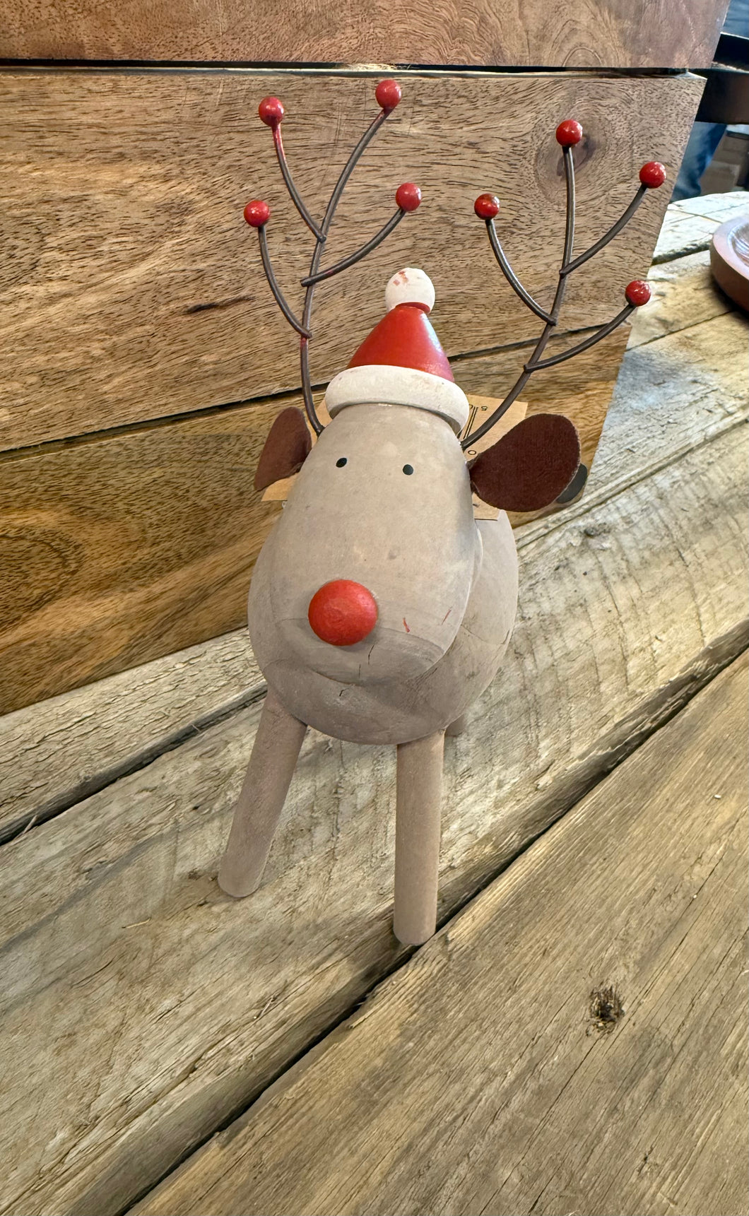 Hreindýr með jólahatt - 20cm